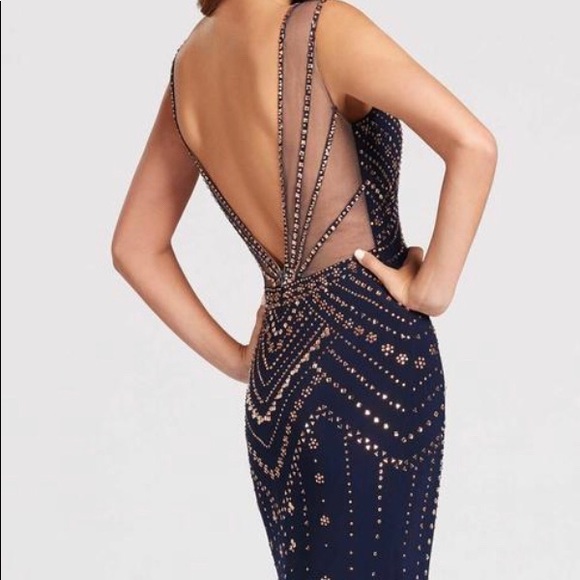 Mon Cheri-Navy Blue/Rose Gold Dress - Picture 2 of 5